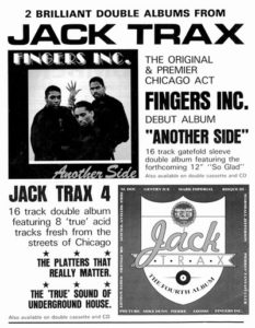 Fingers Inc, Zeitungswerbung für Jack Trax Releases