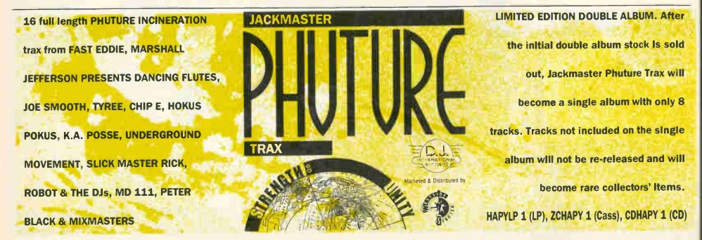 Jackmaster Phuture Trax Ad Record Mirror 890225