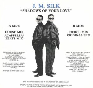 JM Silk - Shadows Of Your Love, Maxi Cover back, 1986