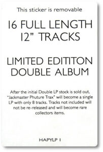 Jackmaster Phuture Trax Sticker LP Limited