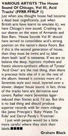 HSOC Vol.3 Acid Tracks Record Mirror UK Rezension